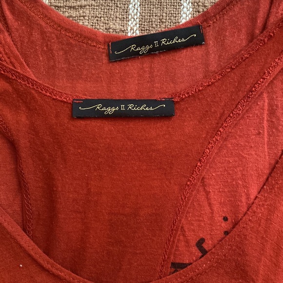 3 piece bundle! 2 Rust Color Raggs II Riches tops with lace Cream Mini Skirt XS! - Picture 14 of 14